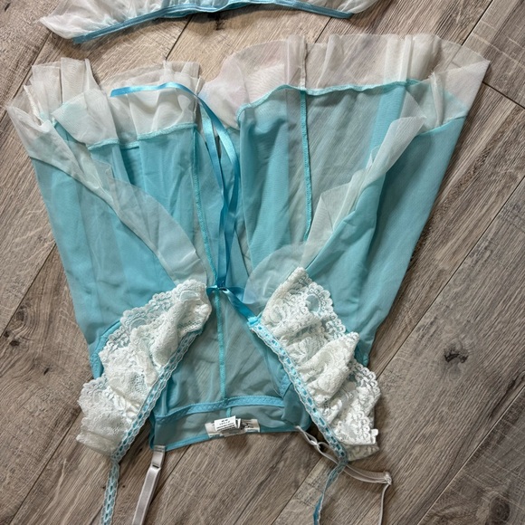 The escante collection 2 piece set babydoll top and thong corset lace up sexy - Picture 2 of 8